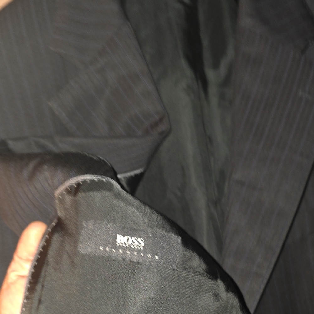 Hugo Boss Black Pinstripe Suit Sleek Designer Elegance